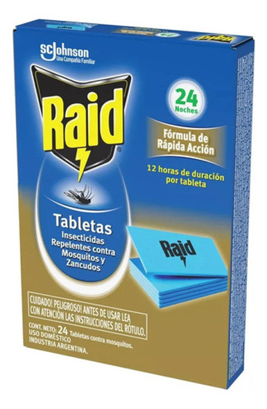 X16 Tabletas Raid Pastillas Anti Mosquitos Doble Acción 1