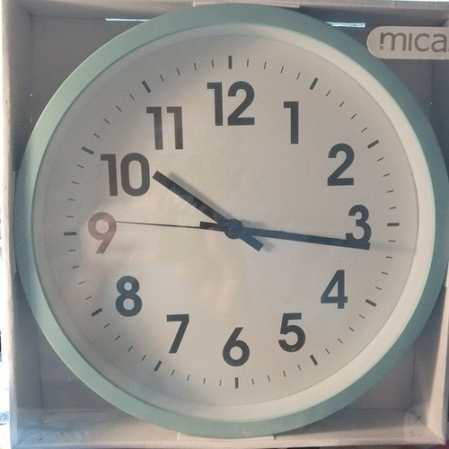 Reloj De Pared Mica 28cm. Colores Negro Y Celeste.¡ Oferta ! 0