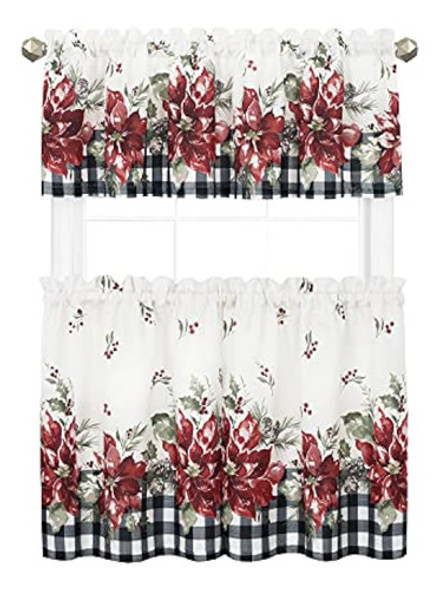 Newbridge Poinsettia Festivity Gingham Bordeado Tela Nivel C 0