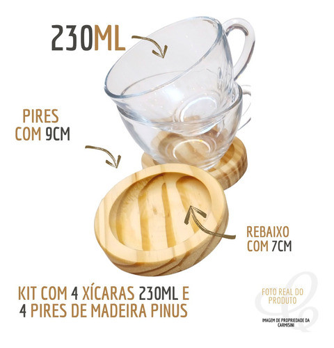 Pires Madeira Com Xicara Café Chá Chocolate 230ml Mesa Posta 1