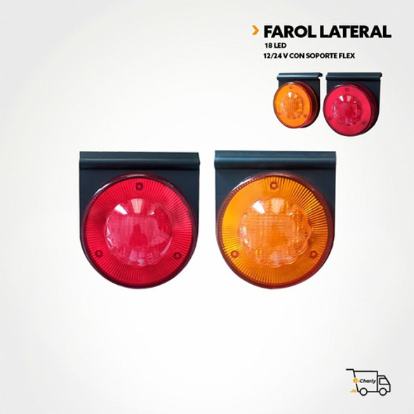 Farol Lateral 18 Led Camion 12/24v Ambar O Rojo 1