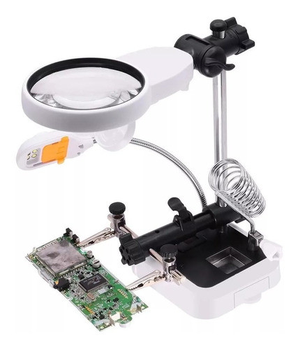 Soporte Lupa Luz Led Multipropósito C/ Base Soldador Pinzas 0