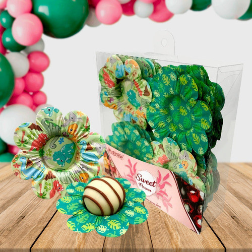 60 Unidades - Porta Forminha Doce Dino Baby - Sweet Flower 1