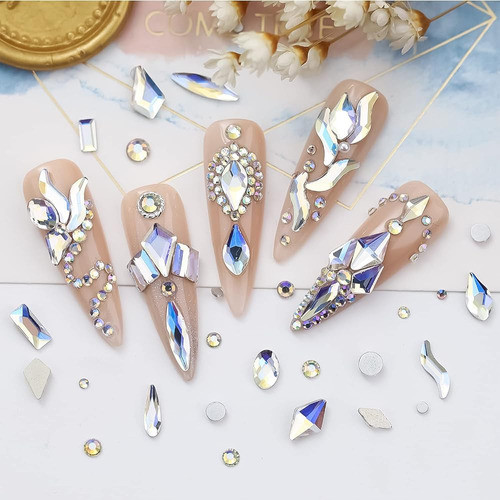 1130pcs Moonlight Blue Nail Rhinestones Nail Art Crystal Fla 1