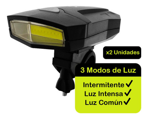 2 Luces Led Bicicleta Delantera 3 Modos Intermitente Soporte 1