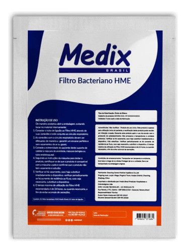 Filtro Bacteriano Hmef Adulto C/tubo (6 Unidades) - Medix 0