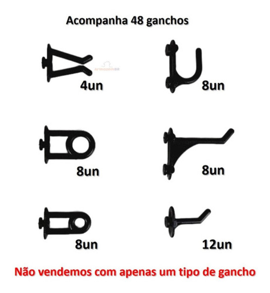 Kit 48 Ganchos Pino Plástico Suporte Porta Ferramentas Preto 1