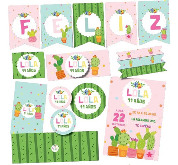 Kit Imprimible Personalizado Cactus Candy Cumple 0