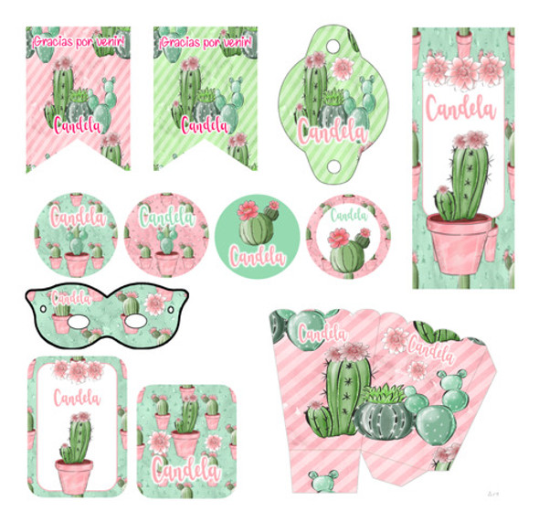 Kit Imprimible Personalizado Cactus Candy Cumple 0