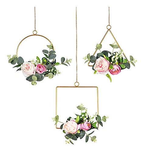 Lvydec Corona De Aro De Flores Artificiales, Juego De 3 Deco 0