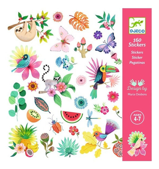 Stickers Paraíso Animales Flores Djeco 160 Unidades +4 Años 0