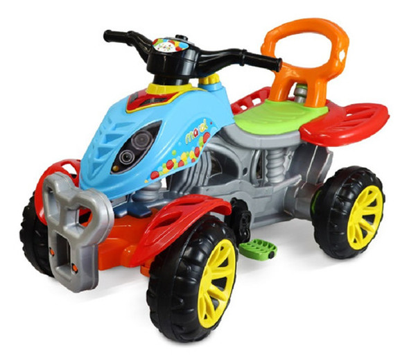 Carrinho Quadriciclo Infantil C/ Empurrador Pedal Azul Maral 1