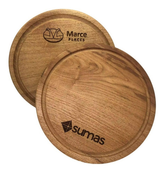 Plato Madera Personalizado Algarrobo Grabado Laser X 10 0