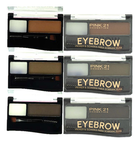 6 Kit Sobrancelhas Sombra Fixador E Pincel Pink 21 Atacado 0