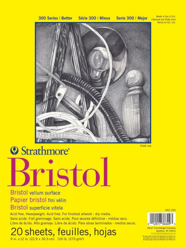 Bloco Bristol Série 300 Velino 270 G/m² 22,9 X 30,5 Cm Com 2 0