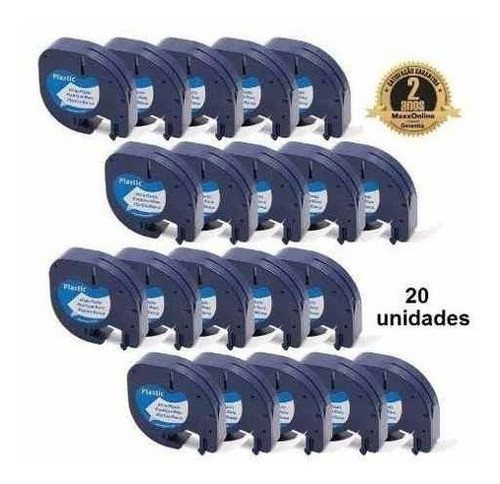 Kit 20 Fita Dymo Letratag Plastica 12mm 91201 91331 Compat 0