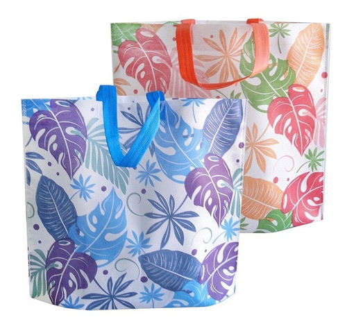 Pack X 10 Bolsa De Tela Ecologica Hojas Colores Surtidos 0