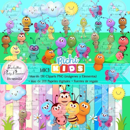 Cliparts Png Y Papeles Digitales Bichi Kids Completo Mk4 0