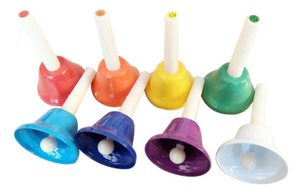 8x Hand Bells Colorful Handbells Instrumento Musical Para 0
