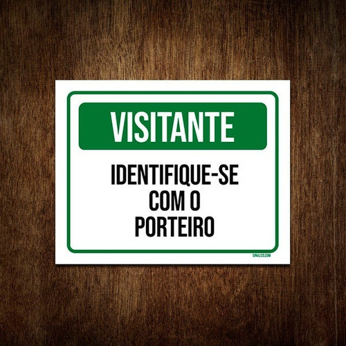 Placa Condomínio Visitante Identifique-se Com Porteiro 36x46 0