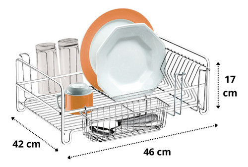 Escorredor De Louças Cromado Inox 1606 Future 1