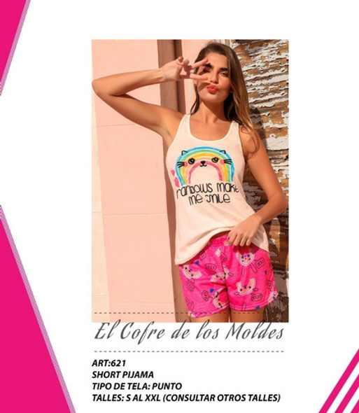 Molde Digital Short Pijama De Punto, Pack Talles S Al Xxl 1 Molde Digital Short Pijama De Punto, Pack Talles S Al Xxl 1