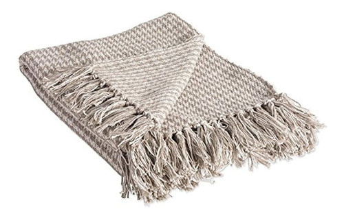 Dii Manta Rústica De Algodón De Pata De Gallo Con Flecos Par 0