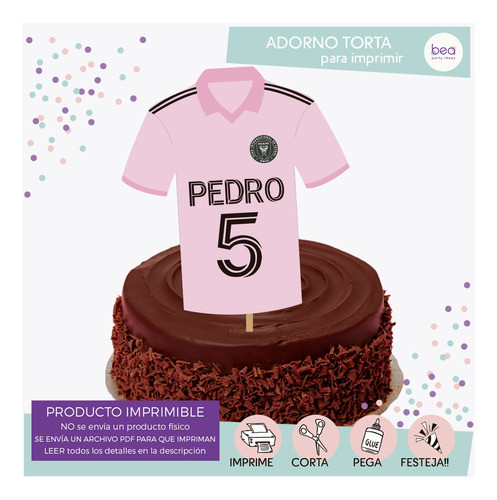Adorno Torta Inter Miami  - Digital Imprimible - Cake Topper 1