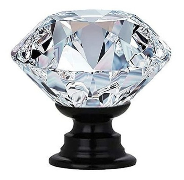 Tiradores Para Muebles Cristal Facetado 3cm 12u Clear/negro 0