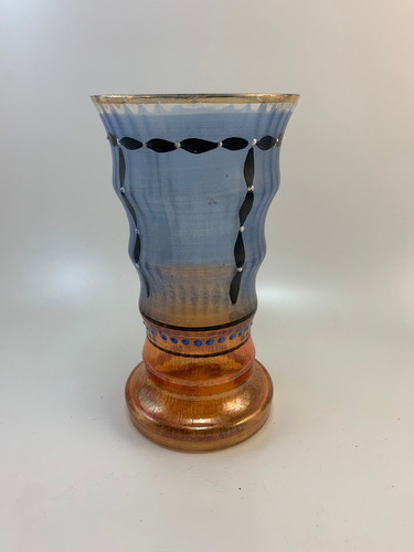 Vaso De Color Decorado A Mano - Bordes Dorados - Solo 1 0