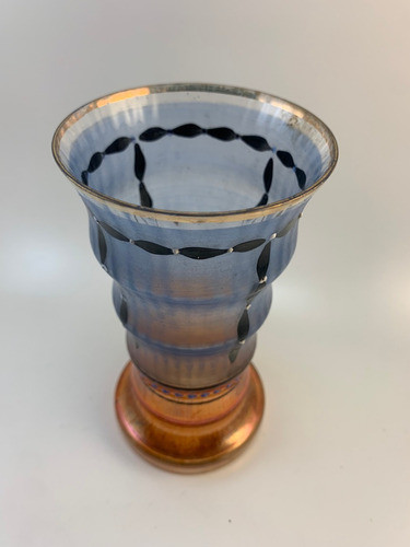 Vaso De Color Decorado A Mano - Bordes Dorados - Solo 1 1