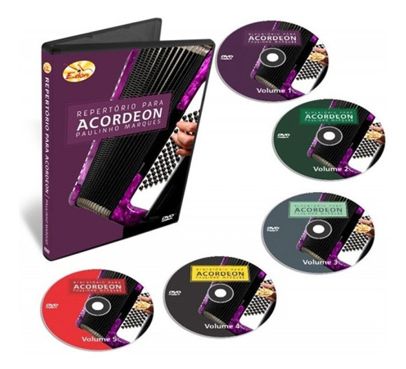 Coleção Curso De Acordeon Repertório Xote  5 Dvds - Original 0