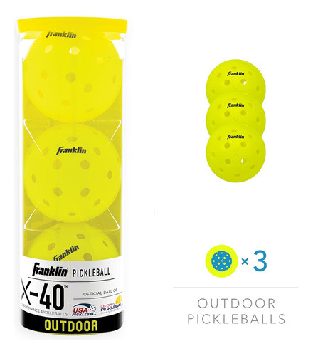Bolas De Pickleball Usapa, Pack 3, Amarillo Óptico 40 1