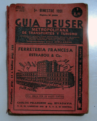 Antigua Guia Peuser 1951 Buenos Aires Argentina 0