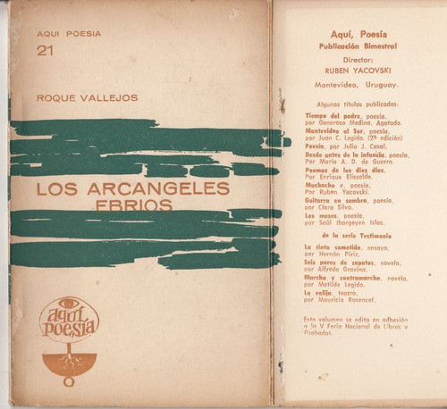 1964 Aqui Poesia Nº 21 Roque Vallejos Los Arcangeles Ebrios 0