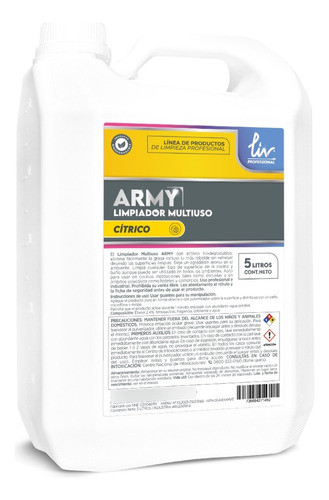 Desengrasante De Hornos Antigrasa Limon Army 5lt Liv 0