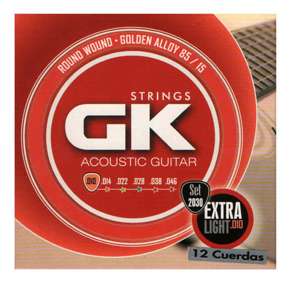 Encordado Cuerdas Guitarra Acustica Gk 2030 010/046 12 Cuerd 0 Encordado Cuerdas Guitarra Acustica Gk 2030 010/046 12 Cuerd 0