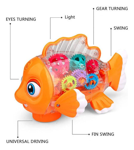 Nenekal Transparent Electric Gear Gold Fish Toddler Toys Con 1