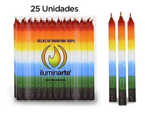 Vela Larga X 25 Unid  7 Colores- El Poder De Neptuno 0