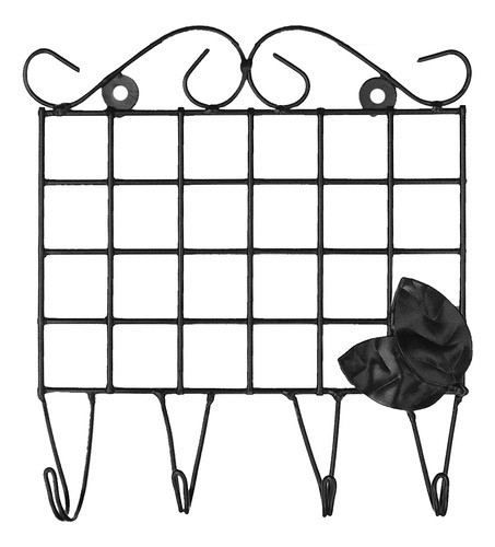 Porta Chaves Aramado Metal Preto Black Vintage 4 Gancho 0