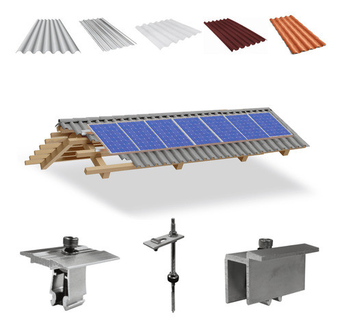 Kit Estrutura Suporte 07 Placas Painel Solar Viga Madeira 0