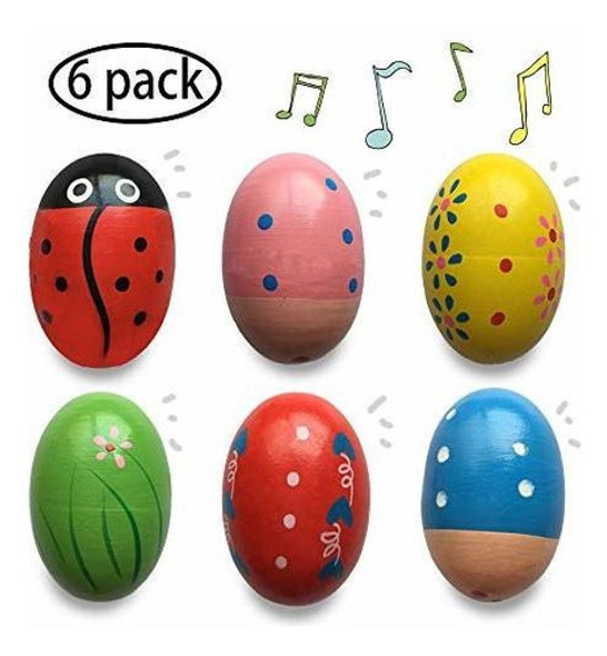Jofan - Juego De 6 Huevos De Percusion Musical De Madera Pa 0
