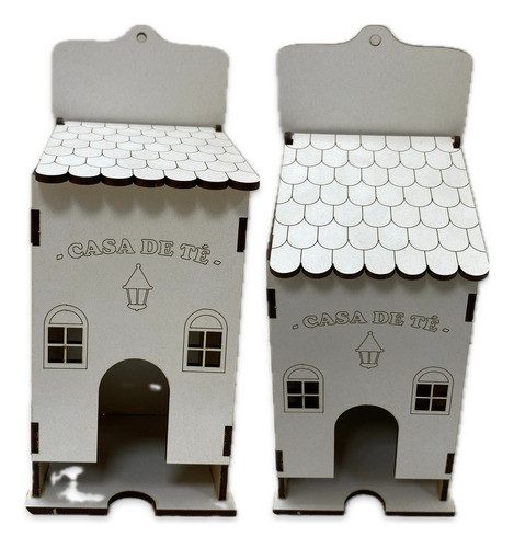 Caja De Té Porta Saquito Casita Blanca Fibrofacil X6 Unid. 0