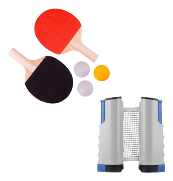 Kit Ping Pong  Tenis De Mesa Raquetes + Rede Retratil 0
