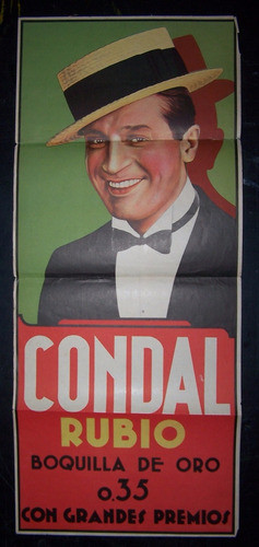 Afiche Cigarrillos Condal, Maurice Chevalier, Circa 1930 0