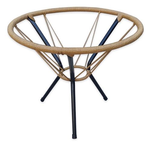 Mesita Yute Marron Con Vidrio F001 0