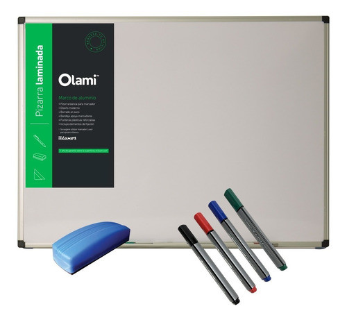 Pizarra Olami Laminada 90x120cm. 4 Marcadores Y 1 Borrador 0