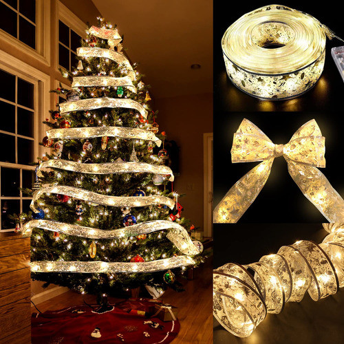 Ximishop 1 Cinta De Luces De Navidad Plateada De 32 Pies, 10 0