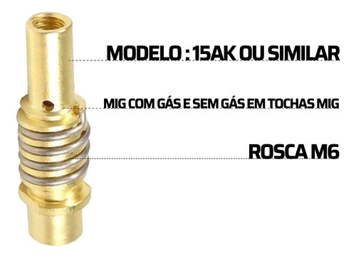 Difusor Gás Mig M6 Porta Bico Bocal Solda Migmag 1