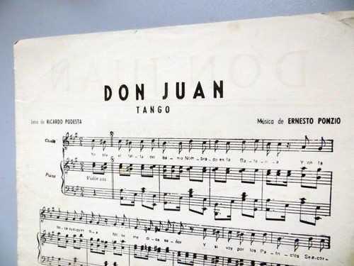Don Juan Podesta Y Ponzio 1er Tango Argentino Partitura 1976 1